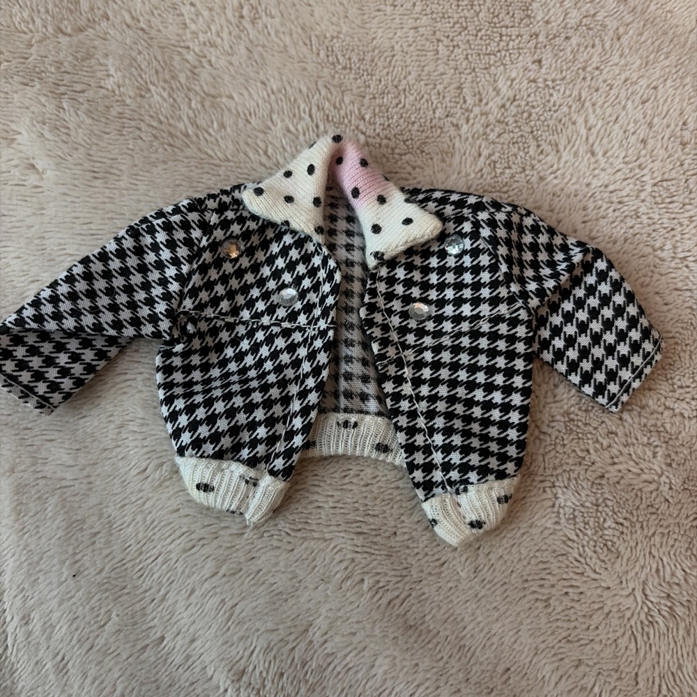 Vintage‎ Skipper Jacket Black & White Checkered With Rhinestones B11